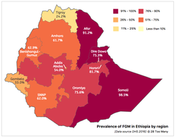 Prevalence Map: FGM in Ethiopia (2016, English)